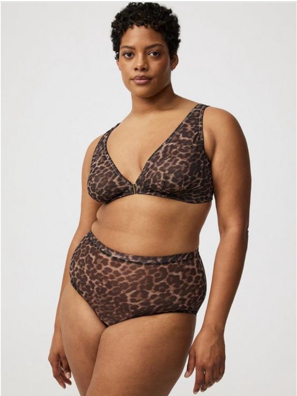 Torrid On The Prowl Leopard Chocolate Mesh Bralette 00 & High-Rise Brief 0 Set